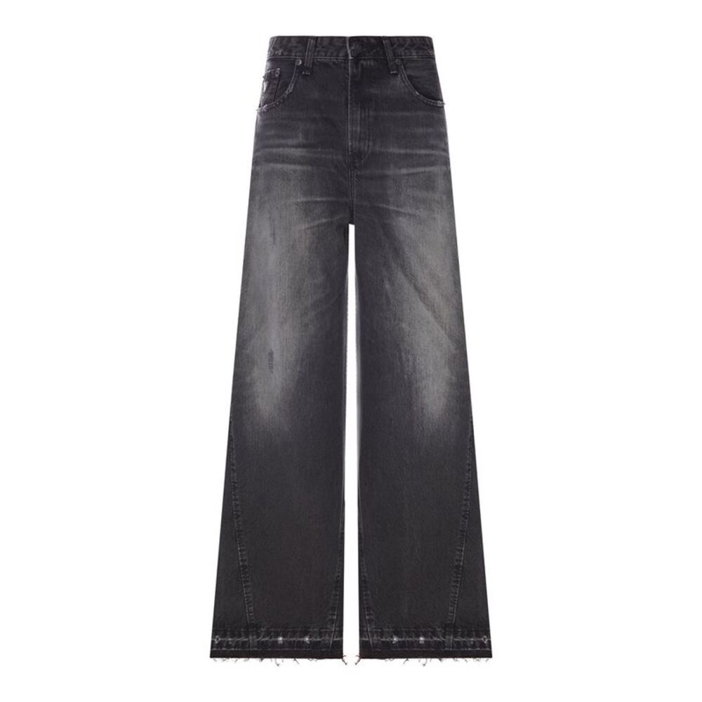 Lois Women Black Skater Flare Jeans With A Vintage-Effect Washed Finish